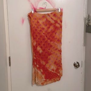 Heavily distressed bleached dyed LG Stella & dot orange & pink elephant scarf